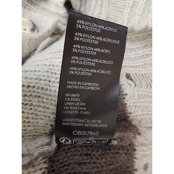 Urban Outfitters Cardigan Sweater XS Sheer Stripe Relaxed Bohemian Distressed - Picture 12 of 13